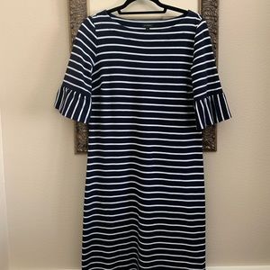 Talbots Navy & White Stripe Dress Size Medium